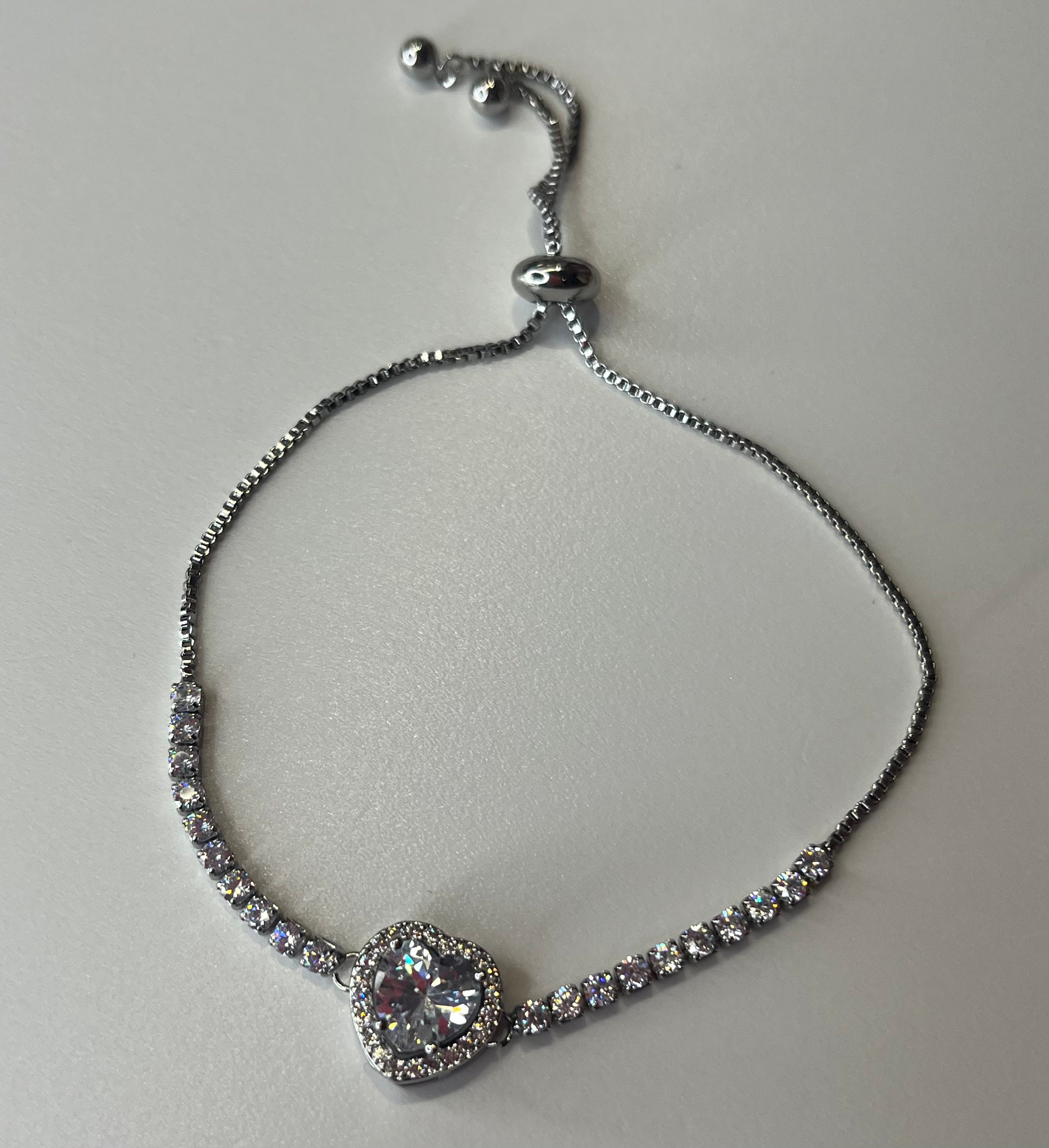 Heart Shaped Diamanté Bracelet