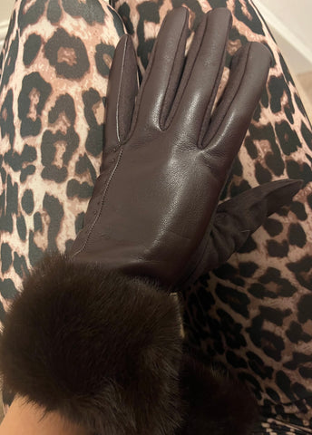 Faux Fur Trim Gloves > Chocolate