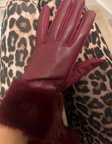 Faux Fur Trim Gloves