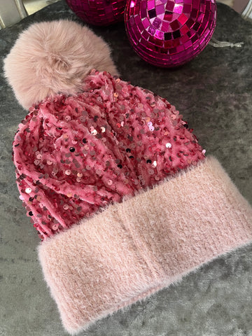 Glitz & Glam Sequin PomPom Hat