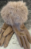 Faux Fur Trim Gloves > Taupe