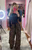 Leopard Print Stripe Trousers