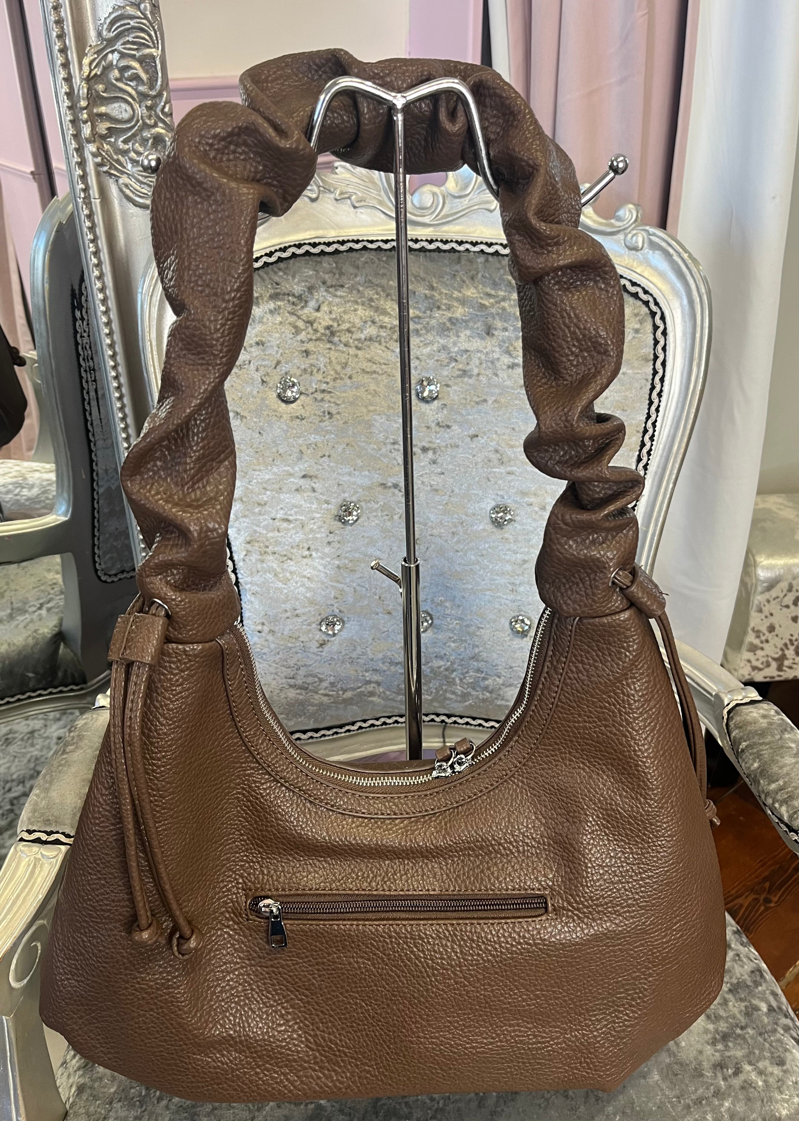 Ruched Sleeved Handle Saddle Bag