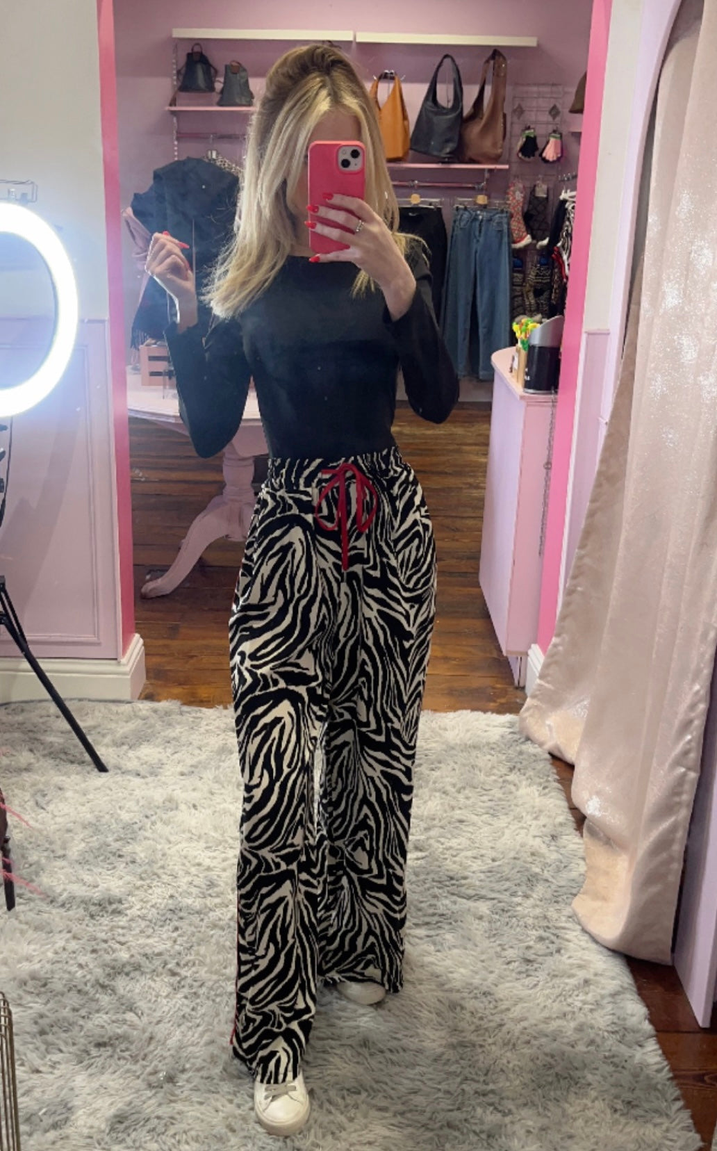 Zebra Print Stripe Trousers