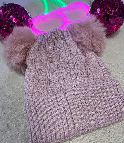 Fleece Lined Double PomPom Hat