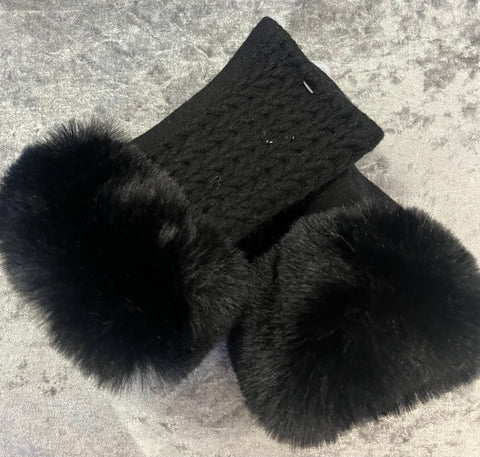 Fingerless Faux Fur Trim Gloves