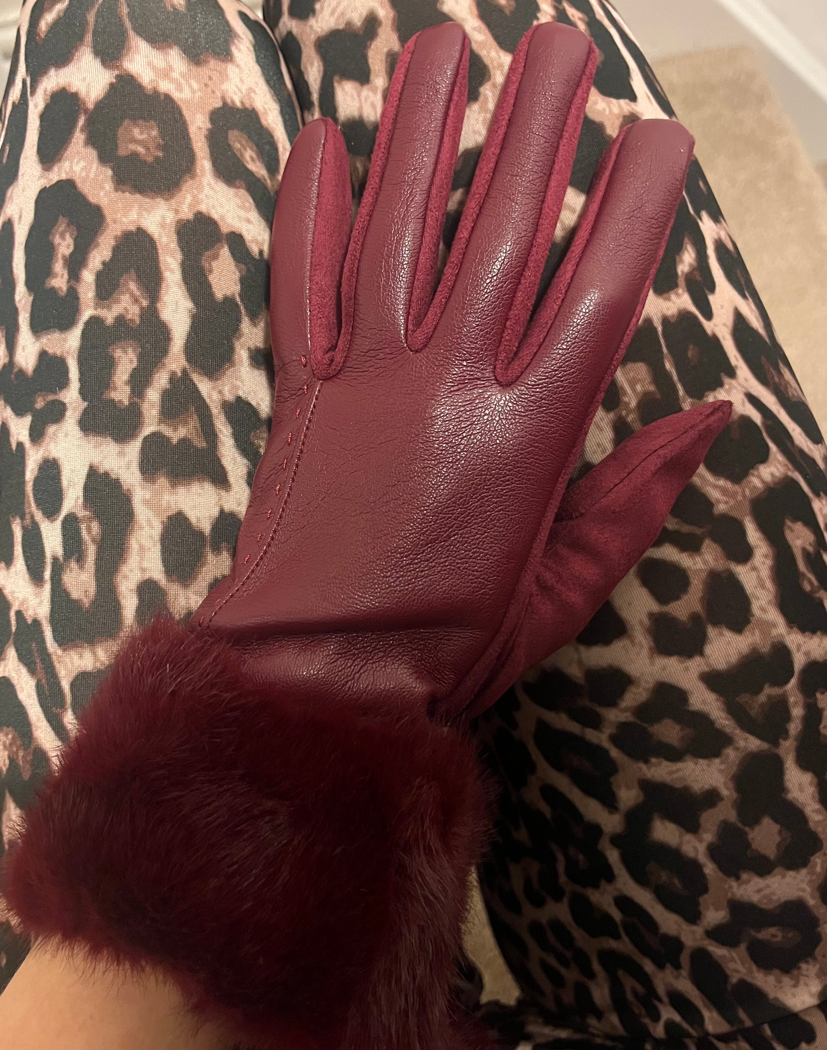 Faux Fur Trim Gloves