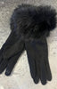 Faux Fur Trim Gloves > Black