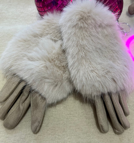 Faux Fur Trim Gloves