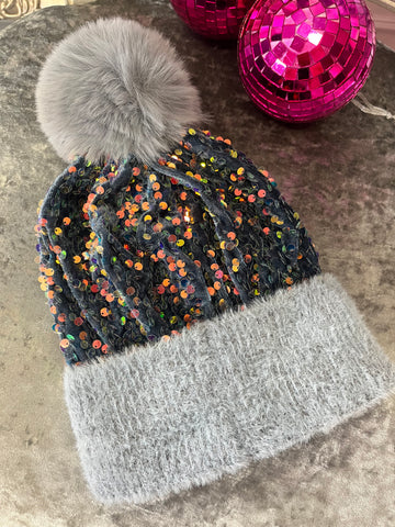 Glitz & Glam Sequin PomPom Hat