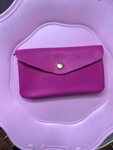 Real Leather Purse / Hot Pink