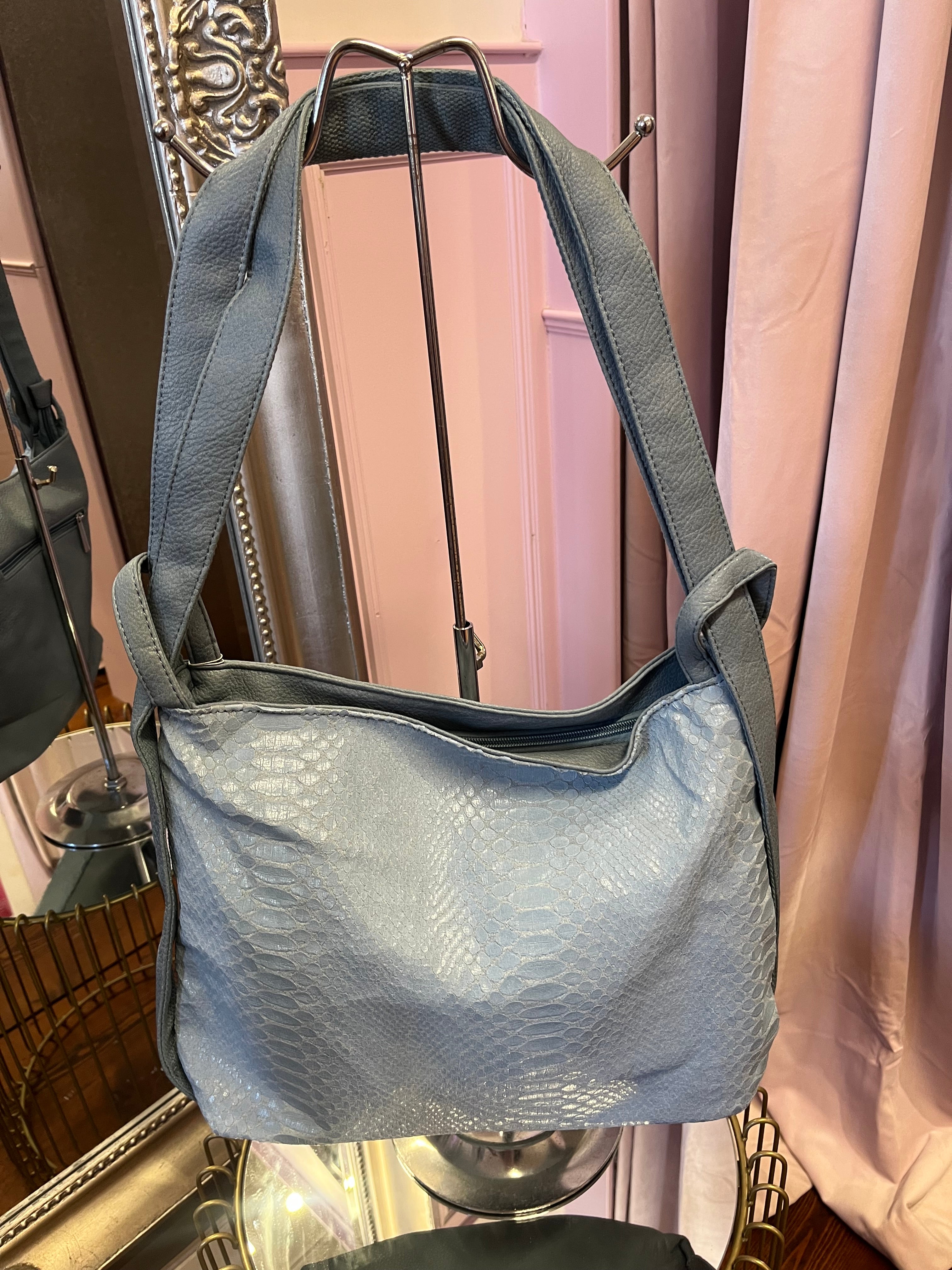 Snake Skin Shoulder Bag / Sky  Blue